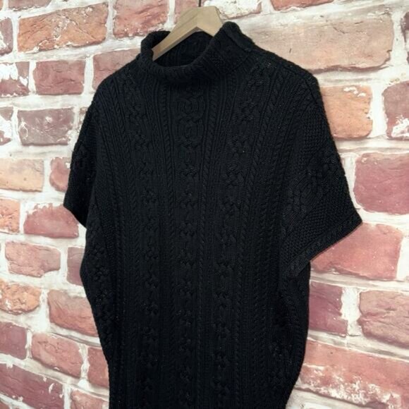 Ralph Lauren Sweater Dress Women's L Black Silver Metallic Cable Knit Blue Label - Picture 5 of 10